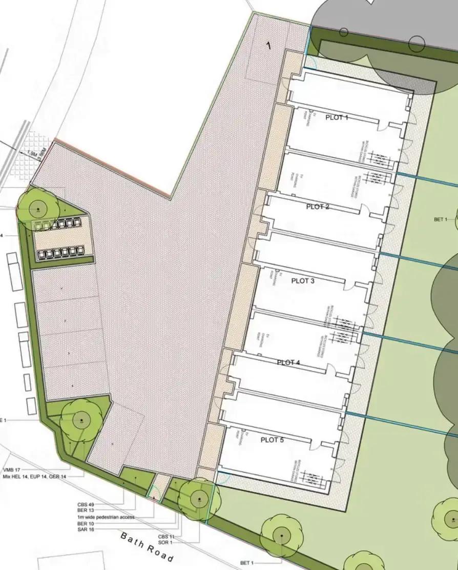 Exterior view of the Bath Road town houses in Slough